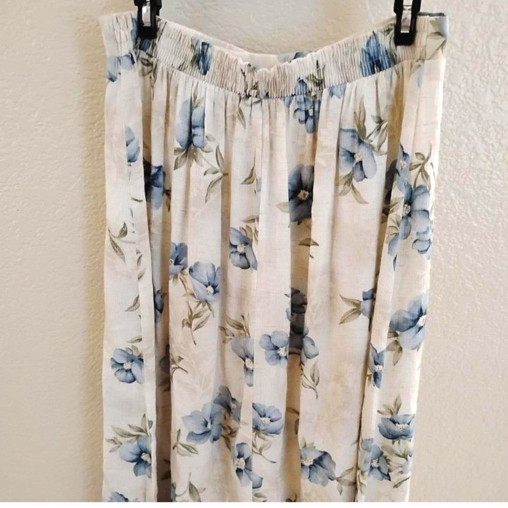 Vintage Jaclyn Smith 90s Blue Floral Midi Skirt preppy summer fairy core boho